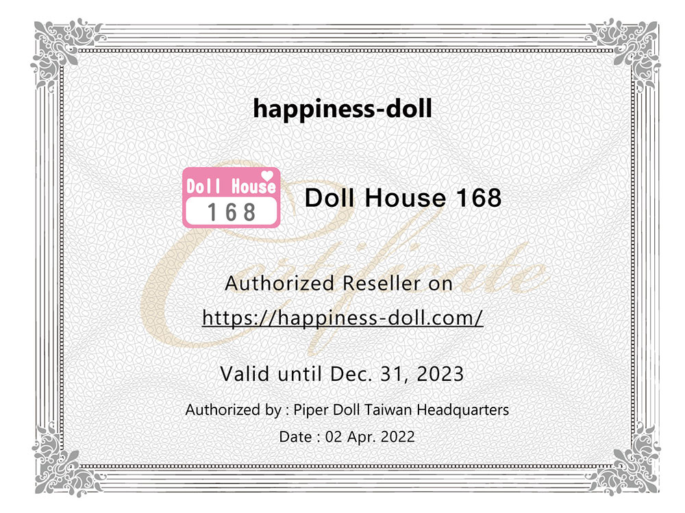 Dollhouse168の代理販売証明書